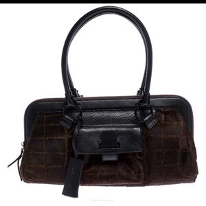 Salvatore Ferragamo Brown/Black Calfhair & Leather Satchel
